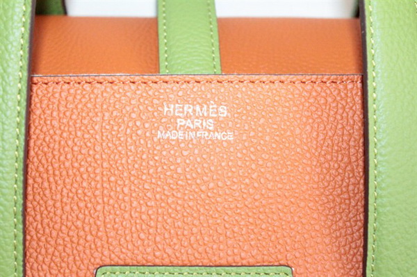 Best Hermes FeuDou Bag Orange/Green 509095 - Click Image to Close